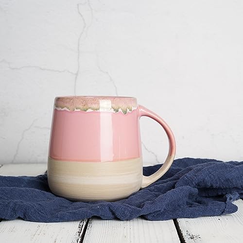 Bosmarlin Extra Large Ceramic Coffee Mug, 23 Oz, Dishwasher and Microwave Safe, Oversized Big Tea Cup, Reactive Glaze (Pink) - color: Pink