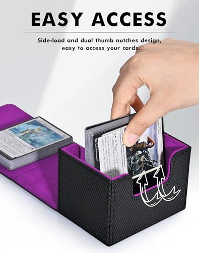 ZLCA MTG Deck Box Holds 120+ Single Sleeved Cards Commander Deck Box - color: Black&Purple, size: A-Horizontal