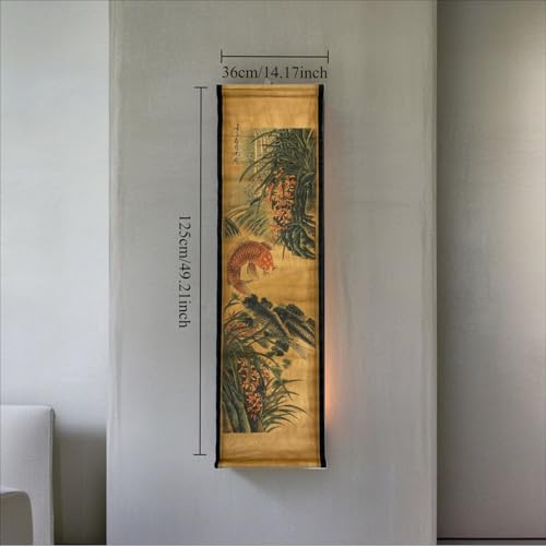 Wall Art Poster Prints Painting Scroll Decor Orchid Spring Japan Koi Fish - color: D