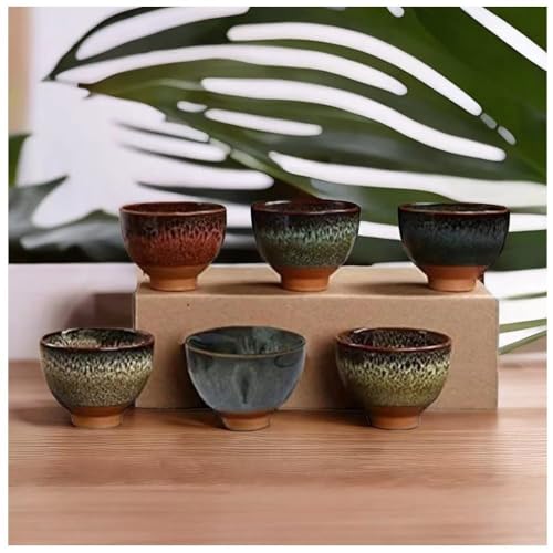 Better-Love 6PCS Handmade Ceramic Tea & Sake Cups, Japanese Pottery Set