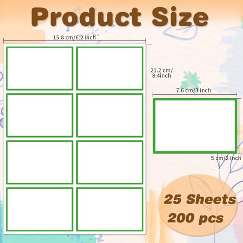 Starboling Name Tag Stickers, 200 Pcs 3"x2" Green Plain Stickers With Colorful Border, For Office, School & Home - color: Green Rectangle