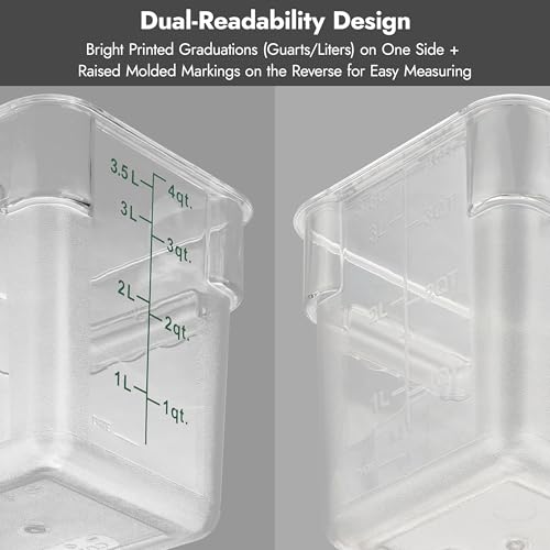 CURTA 8-Pack 8 Qt NSF Clear Polycarbonate Food Storage Containers with Red Lids - Square, Commercial-Grade, Freezer & Dishwasher Safe, Stackable - color: 8.0 Qt 8-Pack(Red Lids)