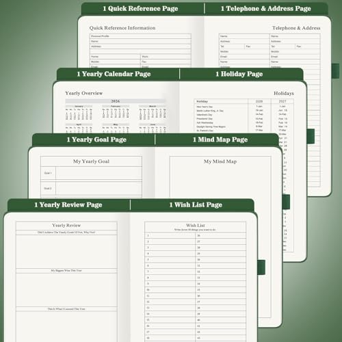 Undated Daily Planner with To Do List, 365 Days Planner for ADHD(A5, Green) - color: Green