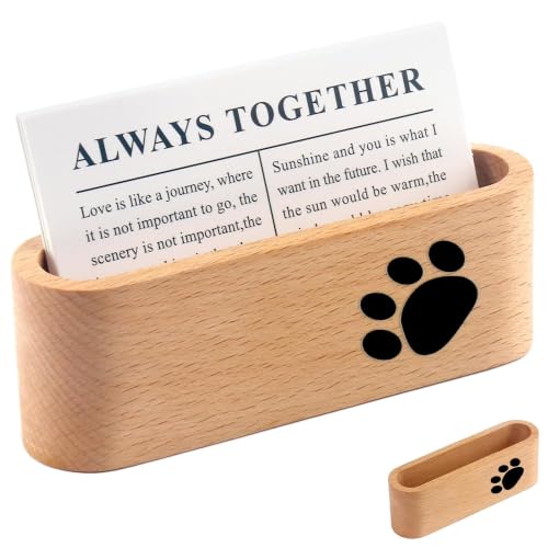 Wood Cat Paw Business Card Holder for Desk,Wooden Name Card Holder - color: Beech Wood With Cat Paw