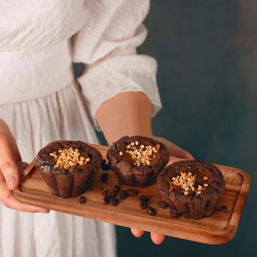 Small Wooden Platter Mini Charcuterie Boards Rectangle Acacia Wood Serving Trays Decorative Cheese Board Cake Appetizer Plates for Party, Home Decor, Food Dish Fruit Dessert Snack Tray,11"X5.5" - size: 11" × 5.5" × 0.6"