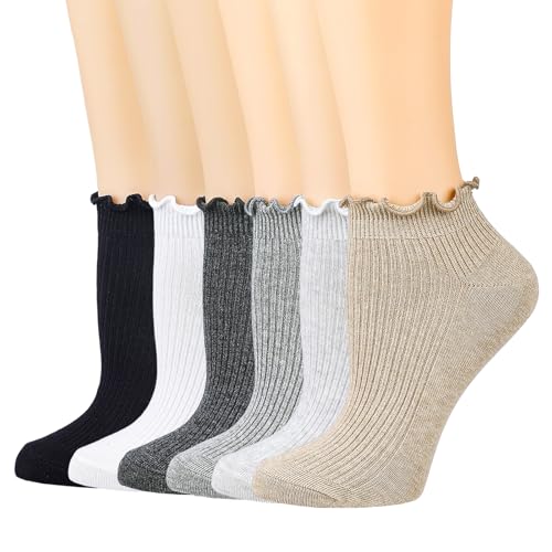 Mcool Mary Womens Ankle Ruffle Socks 6 Pack - color: Multicolor2, size: 5-9