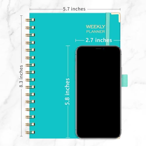 RETTACY Undated Planner, Weekly and Monthly, A5 Medium Size (5.7" x 8.3") - color: Tiffani Blue