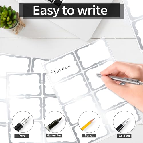 Starboling Name Tag Stickers, 200 Pcs 3"x2" Silver Plain Labels With Colorful Border for Office, Meeting, School and Home - color: Silver