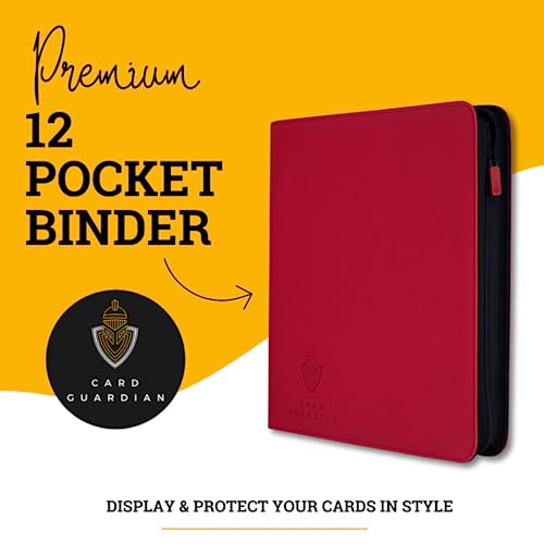 Card Guardian 12 Pocket Premium Binder with Zipper for 480 Cards, Red - color: Red