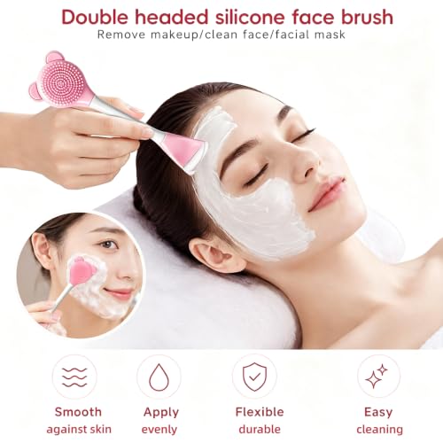 Skincare Tools Set with Face Cleansing Brush, Ice Face Roller & Gua Sha Set