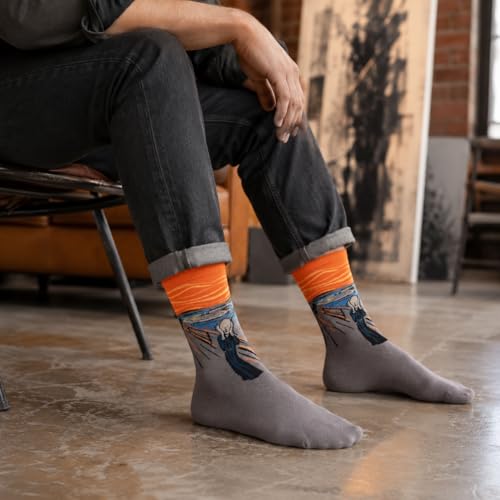 Colorful Funny Novelty Dress Socks for Men Women Teens Fathers Day Casual Fun Crazy Funky Graphic Crew Socks - color: 5 Pairs - Art Style -- Mona Lisa Pattern Socks, size: 6-12