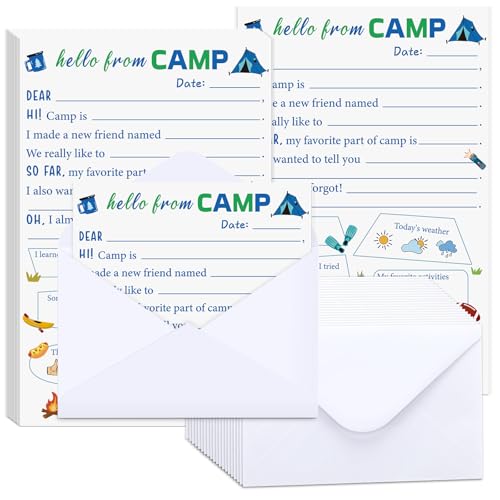80 Pcs Camp Stationery Paper Envelopes,Cute Blue Boys Style - style: Cute Blue Boys Style