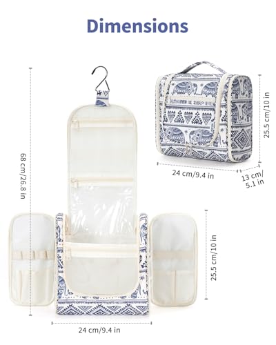 Narwey Large Hanging Travel Toiletry Bag for Women, Makeup Cosmetic Bag - color: B-Elephant, size: Large