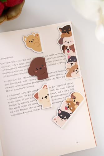 5pcs/Set Cute Magnetic Bookmark, Funny Peeping Dog Book Marker Clip for Kids, Women, Teachers, Students, Book Lovers Gifts, Printing on 2 Side (Dog) - color: Dog