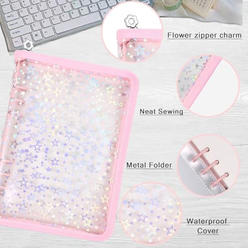 MUDOR 4 in 1 Sticker Storage Organizer Binder,Collecting Book Album Holder - color: Pink