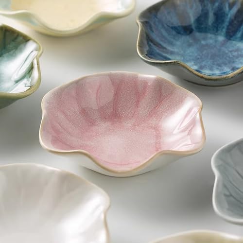 2Pcs Ceramic Jewelry Dish - Lotus Leaf Shape, for Ring Holder Necklace Small Key, Suitable for Mother Friend Sister, Gifts for Women, Cute Plate Trinket Tray, Home Decor (Pink & Green) - color: Pink & Green