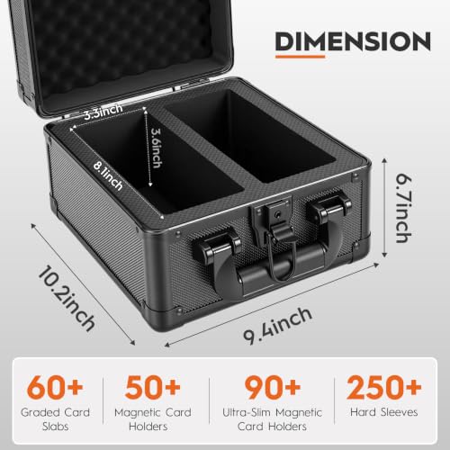 2 Row Graded Card Case Storage Box, Holds 60+ PSA Slab Case for Sport Cards - size: 2 Row Holds 60+ Card Slabs
