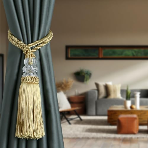 6 Pack Curtain Tiebacks with Tassel, Gold - color: Gold, size: 6
