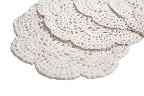 Phantomon 8 Inch Doilies Crochet Round Lace Doily Handmade Placemats 100% Cotton Crocheted Coasters, Pack of 4 (Beige) - color: Beige