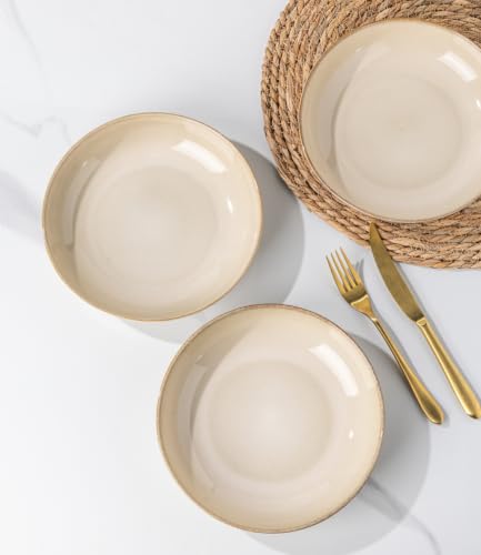 AmorArc 8.5’’ Ceramic Pasta Bowls Set of 4, 36oz Large Stoneware Bowls Set - color: Otameal, size: Set of 4