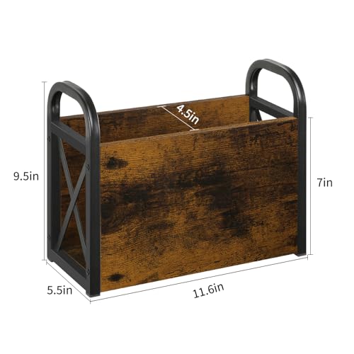 YINMIT Magazine Holder, Magazine Rack Floor, Magazine Storage Basket, Folder Organizer Bin for Books, Newspapers, Tablets - color: Rustic Brown, size: Small