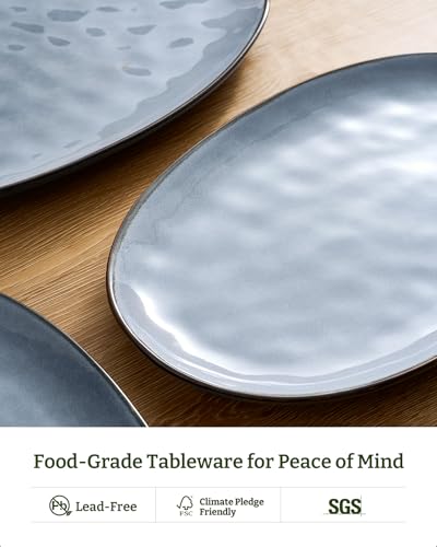 famiware Serving Platters Set of 3 Sizes - Oval, Blue - color: Blue