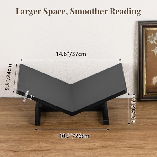 PUERSI Open Display Stand, Wooden Large Book Holder, Coffee Table Stand - color: One-piece-black
