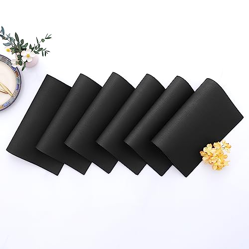 Homaxy PU Faux Leather Placemats for Dining Table, Set of 6, Black - color: Black