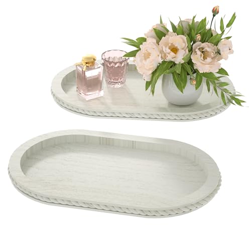 Urban Deco Oval Wooden Decorative Tray Set of 2 - style: 1 tier-2pk