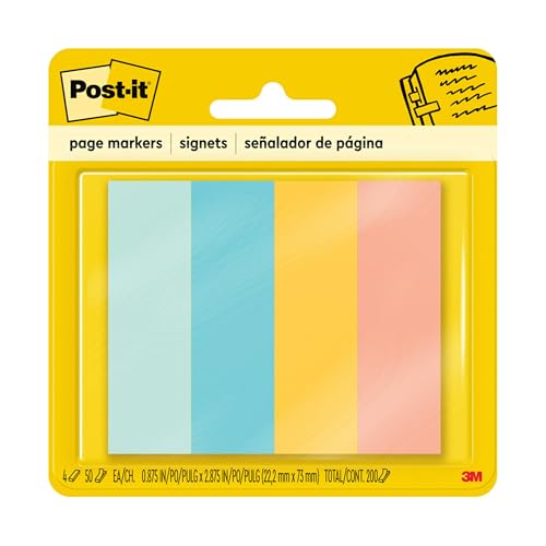 Post-it Page Markers, 0.5 x 1 .7 in, Assorted Colors, 4 Pads