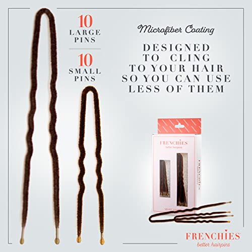 Frenchies Velvet Coated French Hair Pin, Non Slip, 20 Count, Brown - color: Brown