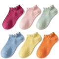 No Show Socks Womens Low Cut Non Slip Ruffle Ankle Socks 6 Pairs - color: Mix Rainbow（6 Pairs）