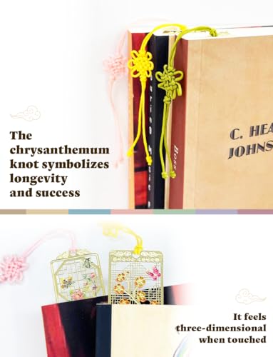 4 Pieces Metal Bookmark (Peony, Ten Symbols of Longevity, Nadeul, Plum Blossom) + 4 Envelopes - Korean Traditional Bookmark 책갈피 목단, 십장생, 나들이, 궁궐매화 - style: Set 1