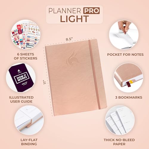 Clever Fox Planner PRO Light, Undated Weekly Planner, 8.5x11, Rose Gold - color: Rose Gold (Undated), size: A4 (8.5" x 11") Light Version