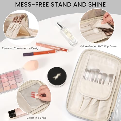 HauteHues Travel Makeup Bag Women's Large Capacity Cosmetic Organize Silver - color: Silver