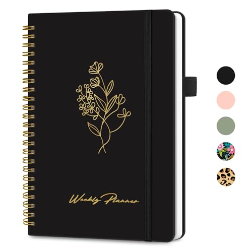 Taja Undated Weekly Planner, To Do List Notebook with Habit Tracker, A5 - color: d.Black