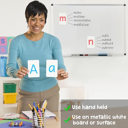 Attractivia Magnetic Big Montessori Alphabet ABC Flash Cards - 52 Sturdy Uppercase & Lowercase Large Letters, Black - for Classroom Teachers, Homeschool, ESL, Kids and Adults - style: Montessori Uppercase & Lowercase