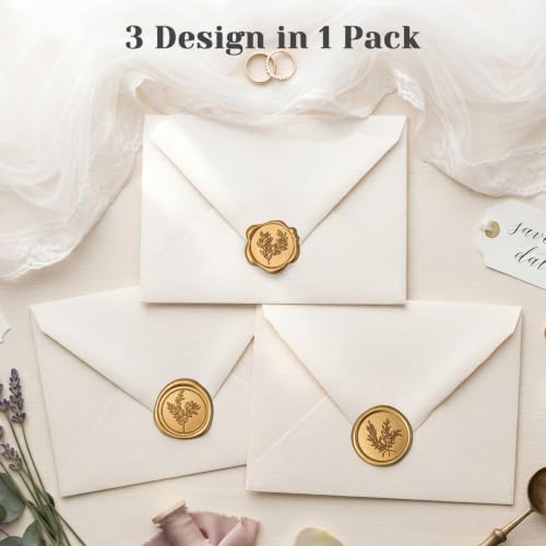 60 Pcs Wax Seal Stickers Set (3 Designs in 1 Pack) - Adhesive Backed Elegant Floral Designs for Wedding Invitation Envelope Seal Stickers Gift Wrapping (Vintage Bronze) - color: Vintage Bronze