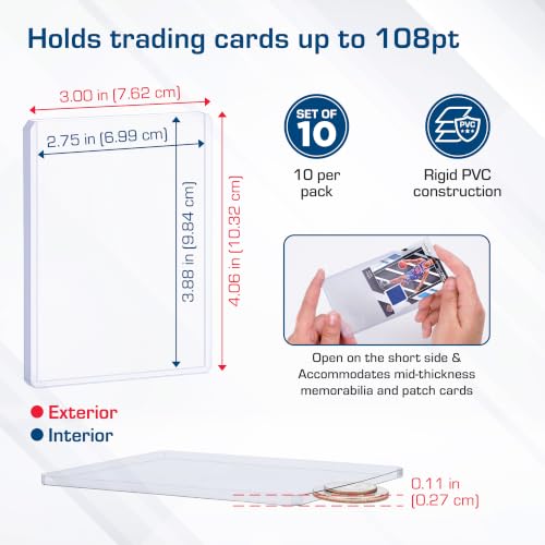 BCW 108 Pt Thick Card Topload Holders for Relic Cards, Clear, 10 Count - color: 108 Pt. / 2.75 Mm