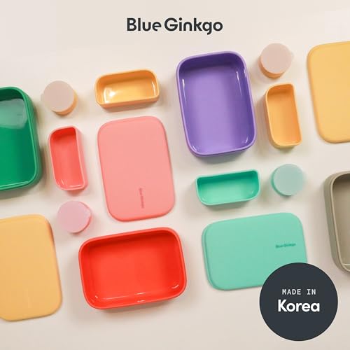 BLUE GINKGO Bento-Style Silicone Lunch Box Set, Purple, Made in Korea - color: Purple