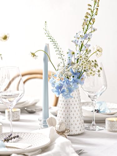 Ceramic Vase for Decor, 6 Inch+7.1 Inch White Flower Vase for Lego Flowers, Tulip and Pampas Grass, Embossed Farmhouse Vases for Centerpieces,Home Living Room Dining Table Office Decor, Arctic White - color: Clover & Fireworks