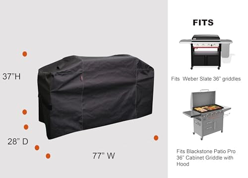 RPET Frabric Cover for Flat Griddle Cover, Black；Fit Slate 36” griddles - size: 77"*28"*37"