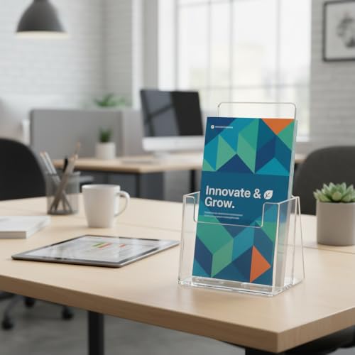 Azar Displays 252012 Acrylic Trifold Brochure Holder Plastic Counter top Organizer 10-Pack, Clear - size: 10-Pack, style: No Business Card Pocket
