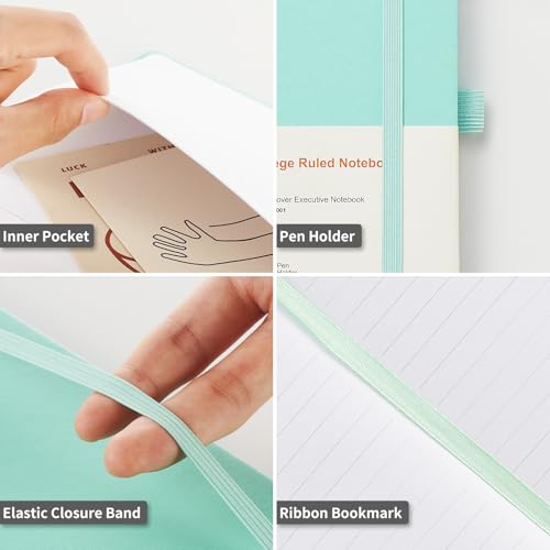 Heture Hardcover Notebooks, A5 Lined Journals Notebook for Writing 160 Pages, 8.2 x 5.5 inch, Classic Ruled Notebooks for College/Work/Travel (Green, 1 Pack) - color: Green, size: 1 Pack