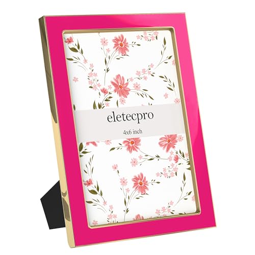 eletecpro 4x6 Enamel Picture Frame with Real Glass Cover, Rose Pink, 2-Pack - color: Rose Red, size: 4x6