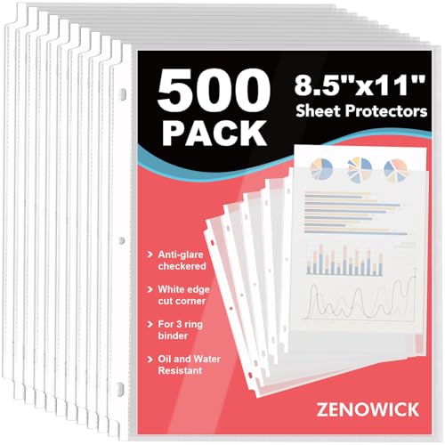 500 Pack Sheet Protectors 8.5 x 11 Clear Page Protectors for 3 Ring Binder - size: 500Pack
