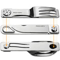 ROXON 3-in-1 Camping Utensils Set with Case (Knife, Spoon, Fork) Silver - color: Silver