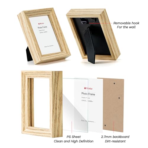 Mini Picture Frames 2.5x3.5 Inch (6-Pack) - Small Photo Frames, for Wall, Table, Home, Office Decoration, Durable Compact Polaroid Frame Set for Family, Natural - color: Natural