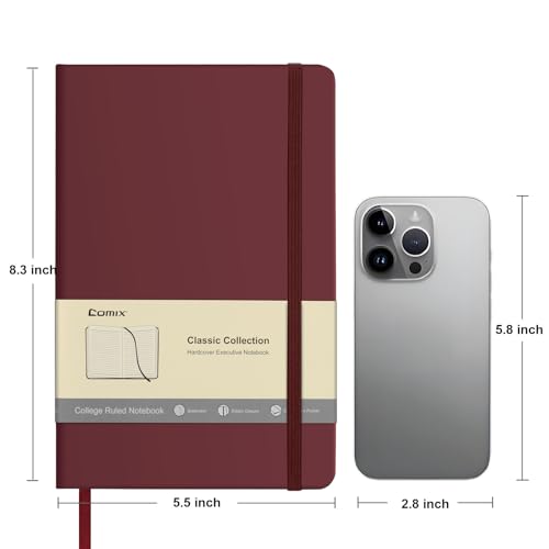 Comix 6 Pack Lined Journal Notebooks for Work, 240 Pages, 5.5"x8.3" - color: Burgundy, size: 6 Pack