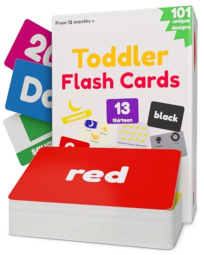 101 ABC Flash Cards for Toddlers Ages 1-3 – Alphabet, Numbers 1-100, Colors, Shapes, Animals & Body Parts Learning Cards for Preschool, Pre-K, Homeschool & Speech Development - size: Travel Size (4½ x 3")